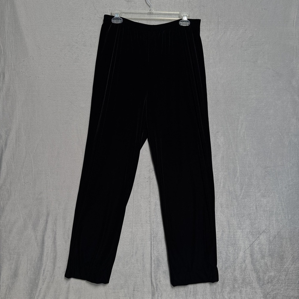 MSK Pants Womens Large Black Velvet Pull On Elastic Waist Relaxed Dressy